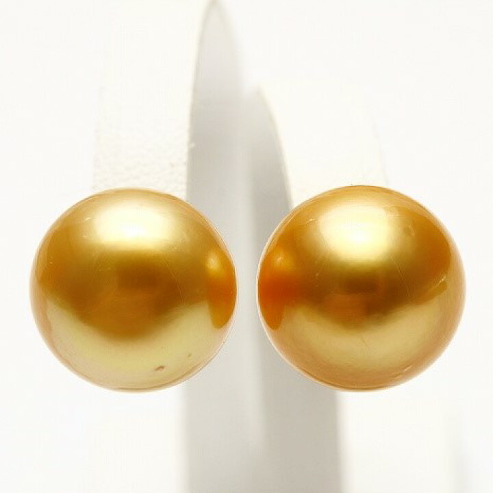 楽天市場】南洋白蝶真珠パールピアス 14mm ナチュラルゴールドカラー 