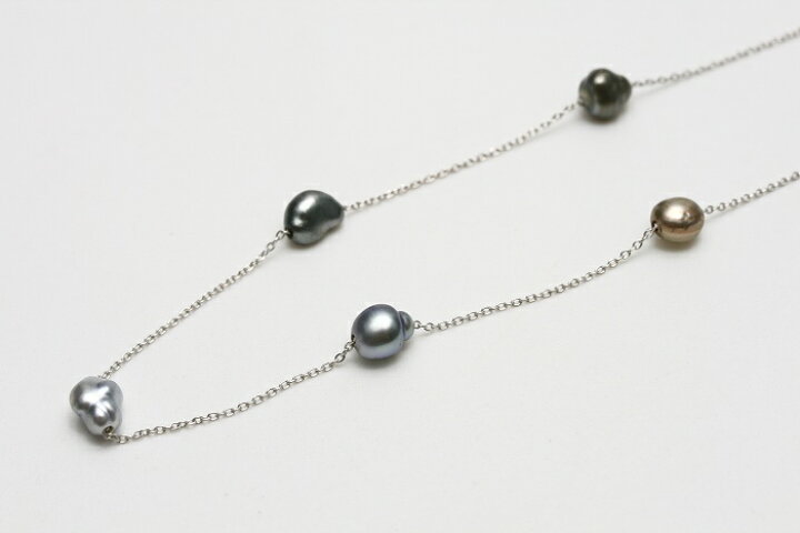 楽天市場】タヒチ黒蝶真珠パールセミロングネックレス ケシ 4-6mm  