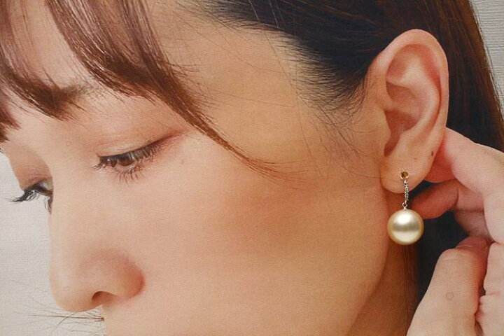 楽天市場】南洋白蝶真珠パールピアス 12mm ピンクカラー K18WG製/D0 