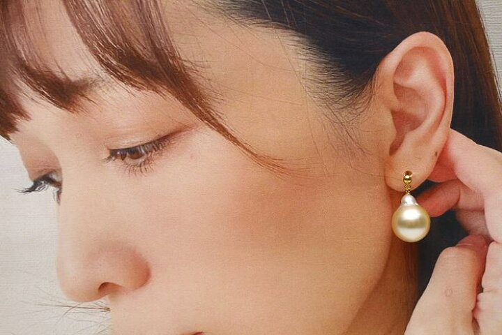 楽天市場】南洋白蝶真珠パールピアス 13mm ナチュラルゴールドカラー 