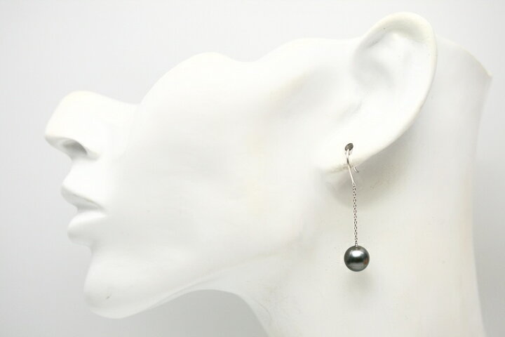 楽天市場】タヒチ黒蝶真珠パールピアス 8mm ブラックカラー K18WG製 