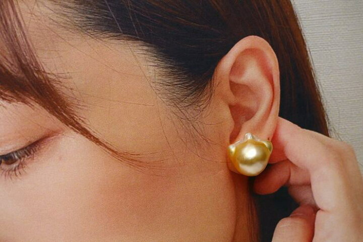 楽天市場】南洋白蝶真珠パールピアス 16×14mm ナチュラルゴールド 