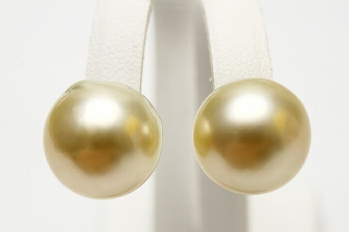 楽天市場】南洋白蝶真珠パールピアス 13mm グリーンカラー K18製 