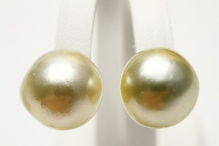 楽天市場】南洋白蝶真珠パールピアス 13mm グリーンマルチカラー K18製 