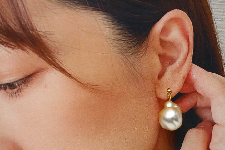 楽天市場】南洋白蝶真珠パールピアス 17×15mm マルチカラー K18製  