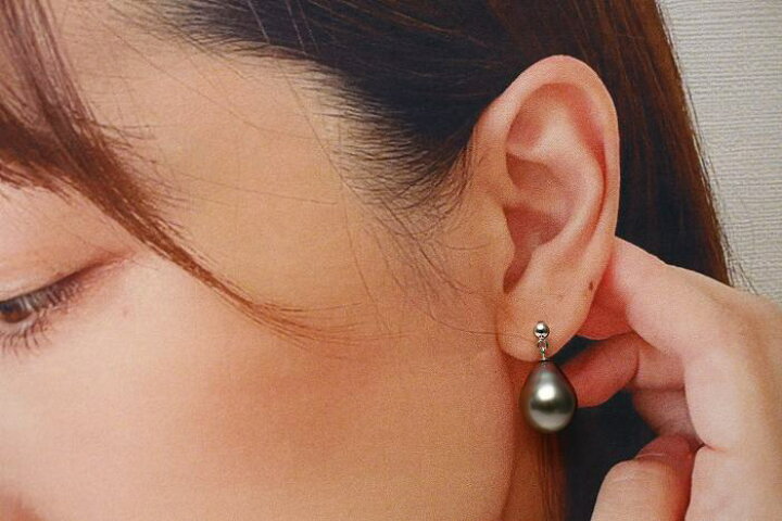 楽天市場】タヒチ黒蝶真珠パールピアス 10mm ブラックグレーカラー 