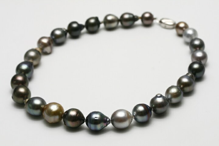 楽天市場】タヒチ黒蝶真珠パールネックレス 15-12mm マルチカラー 