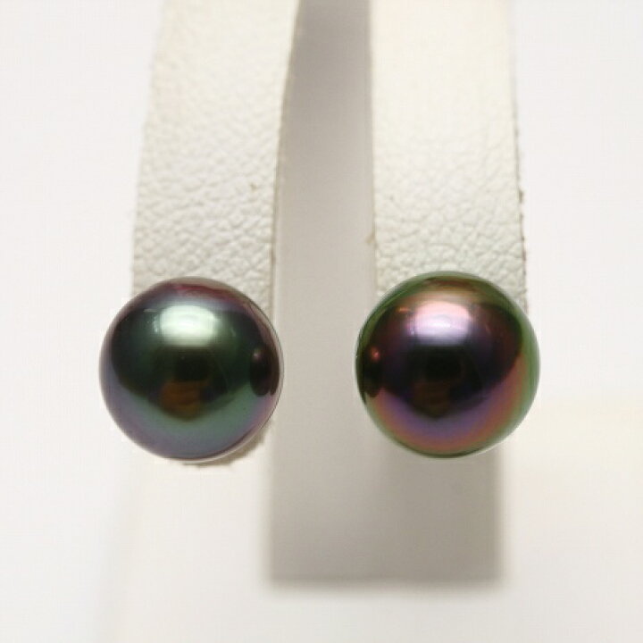 楽天市場】タヒチ黒蝶真珠パールピアス 8mm マルチカラー K14WG製