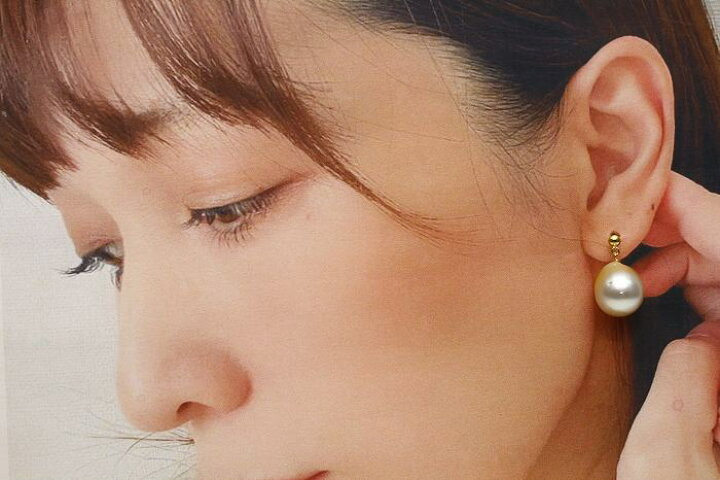 楽天市場】南洋白蝶真珠パールピアス 12mm グリーンカラー K18製 