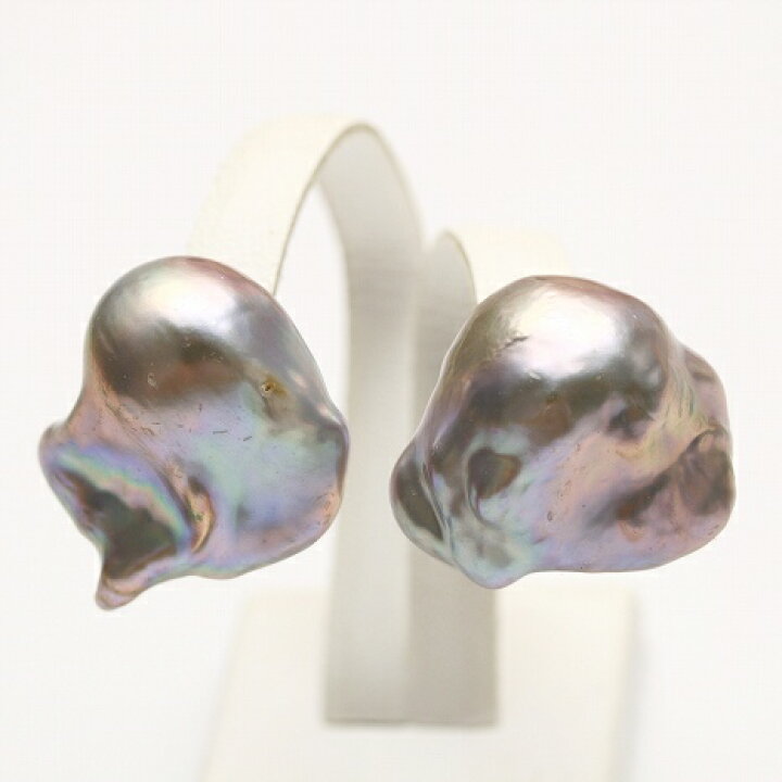 楽天市場】淡水真珠パールピアス ピンクグレーカラー 19mm K14WG製 