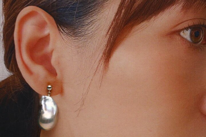 楽天市場】淡水真珠パールピアス グレーカラー 14mm K14WG製 : 真珠倶楽部 