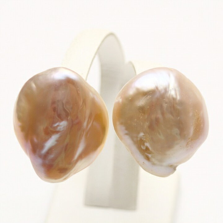 楽天市場】淡水真珠パールピアス 23×20mm ピンクカラー K18製 : 真珠倶楽部