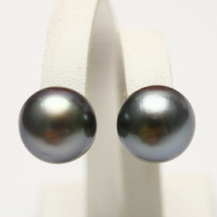 楽天市場】タヒチ黒蝶真珠パールピアス 11mm ブルーグレーカラー K14WG 