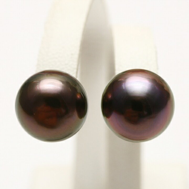 楽天市場】タヒチ黒蝶真珠パールピアス 11mm ブラックカラー K18  
