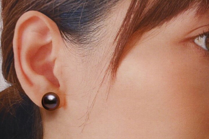 楽天市場】タヒチ黒蝶真珠パールピアス 11mm ブラックカラー K18  