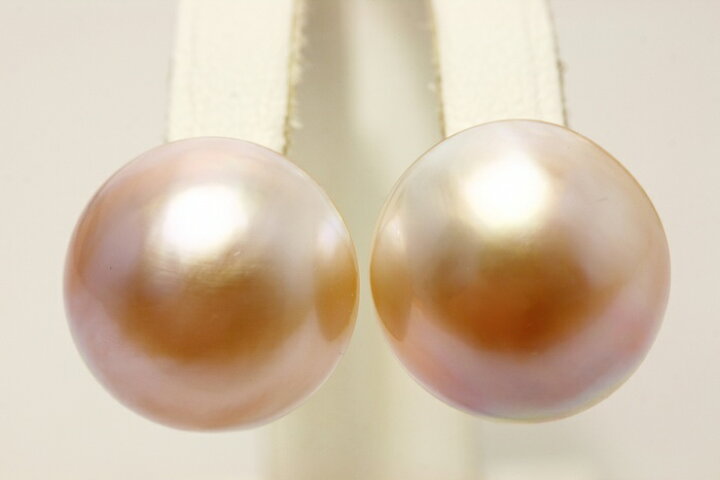 楽天市場】マベ真珠パールピアス 16mm ピンクホワイトカラー K14WG製  