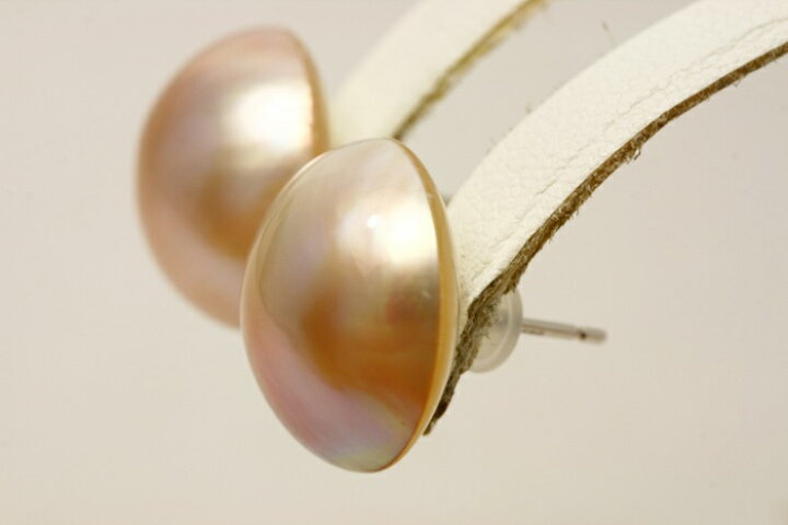 楽天市場】マベ真珠パールピアス 16mm ピンクホワイトカラー K14WG製  