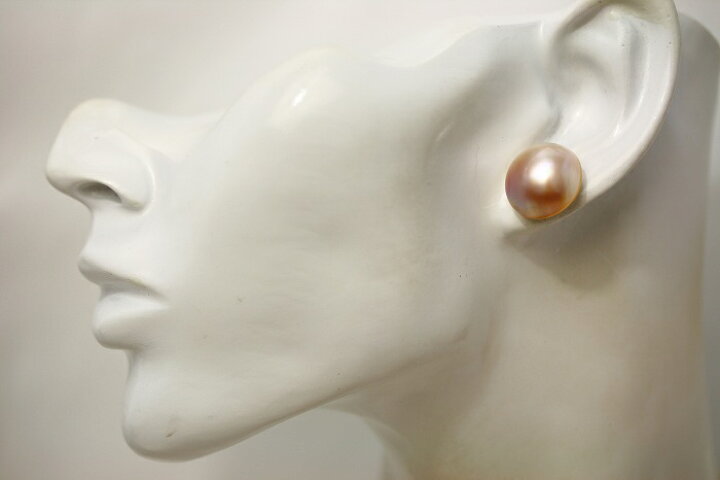楽天市場】マベ真珠パールピアス 16mm ピンクホワイトカラー K14WG製  