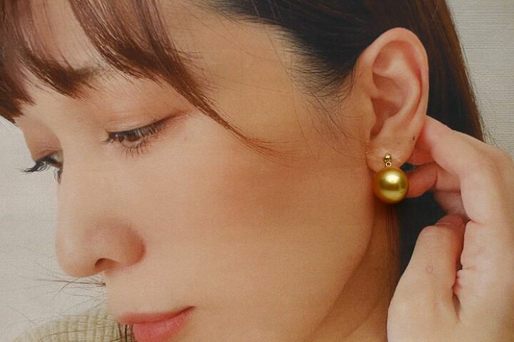 楽天市場】南洋白蝶真珠パールピアス 13mm ナチュラルゴールドカラー 