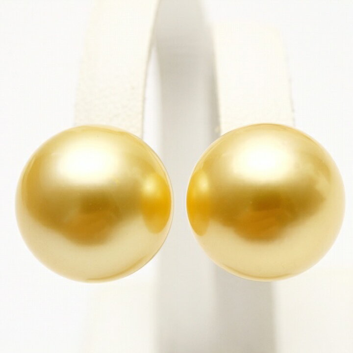 楽天市場】南洋白蝶真珠パールピアス 14mm ナチュラルゴールドカラー 