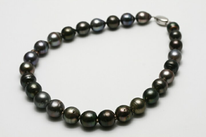 楽天市場】タヒチ黒蝶真珠パールネックレス 15-12mm マルチカラー 