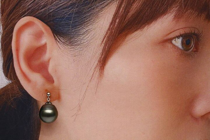 楽天市場】タヒチ黒蝶真珠パールピアス 13mm ブラックカラー K14WG製  