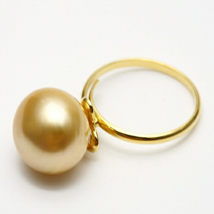 楽天市場】南洋白蝶真珠パールリング【指輪】 13mm ナチュラルゴールド 