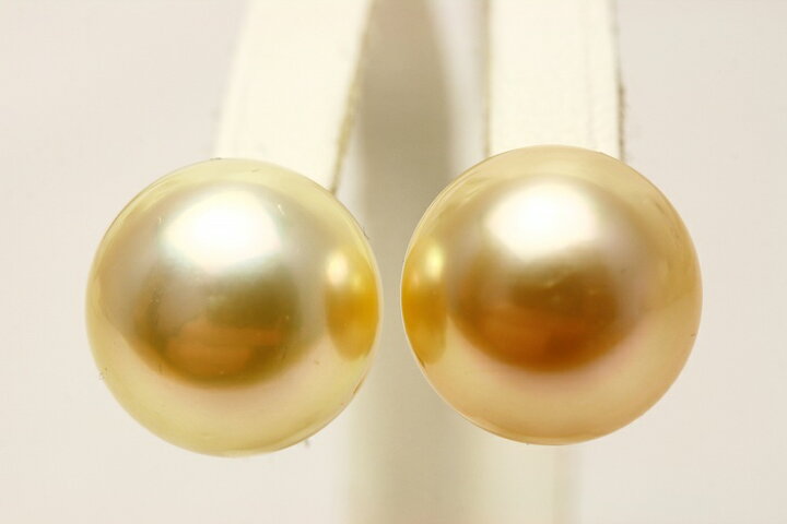 楽天市場】南洋白蝶真珠パールピアス 14mm ナチュラルゴールドカラー 