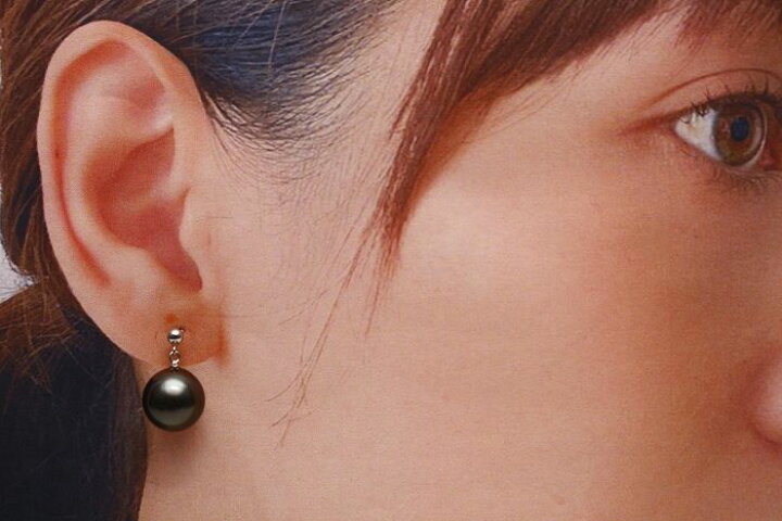 楽天市場】タヒチ黒蝶真珠パールピアス 11mm ブラックカラー  