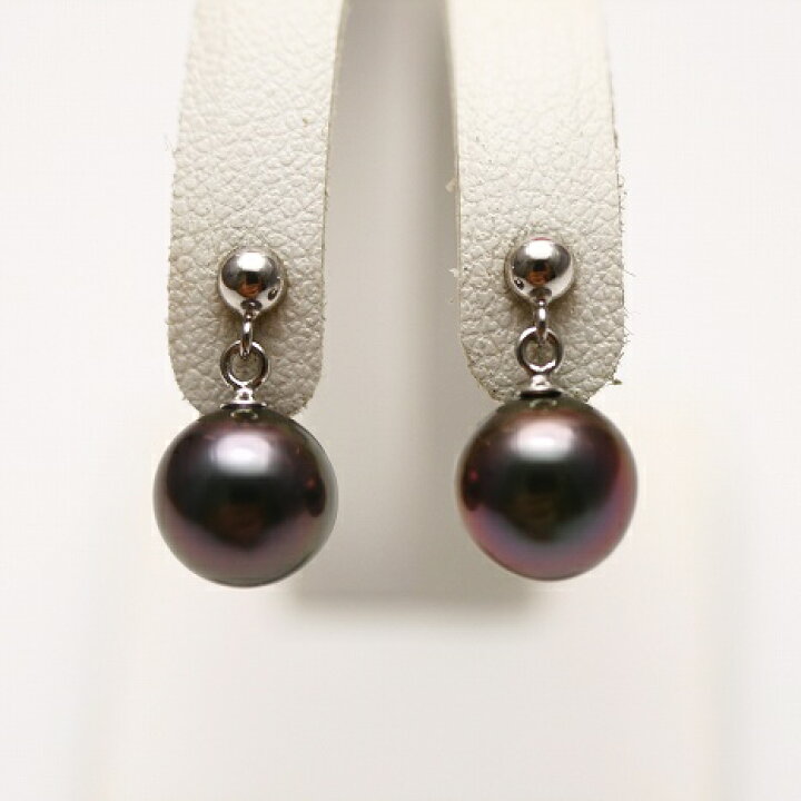 楽天市場】タヒチ黒蝶真珠パールピアス 7mm ブラックカラー K14WG製 