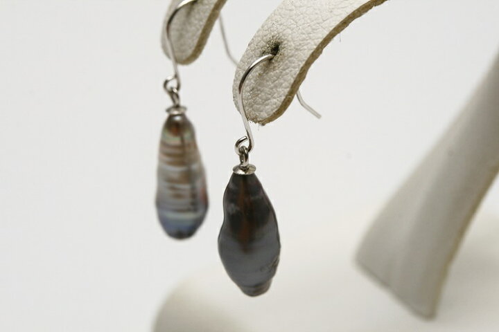 楽天市場】タヒチ黒蝶真珠パールピアス ケシ 12×5mm マルチカラー 