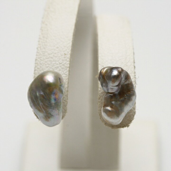 楽天市場】タヒチ黒蝶真珠パールピアス ケシ 10×6mm シルバーカラー 