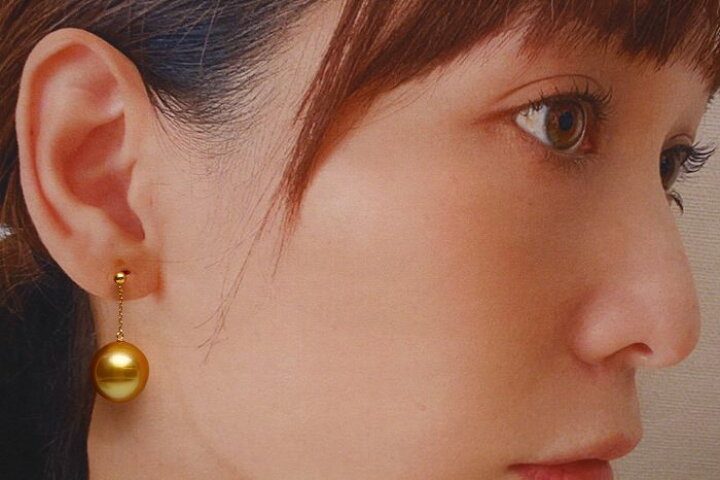 楽天市場】南洋白蝶真珠パールピアス 13mm ナチュラルゴールドカラー 
