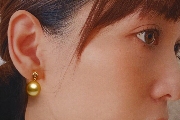 楽天市場】南洋白蝶真珠パールピアス 13mm ナチュラルゴールドカラー  
