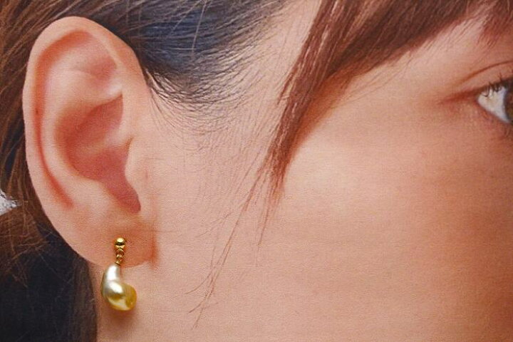 楽天市場】南洋白蝶真珠パールピアス ケシ 12×8mm ナチュラルゴールド 