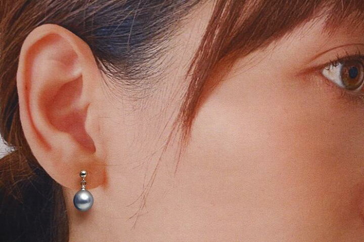 楽天市場】アコヤ真珠パールピアス 7.5-8.0mm ブルーカラー K14WG製 