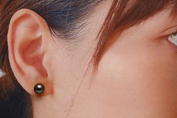 楽天市場】タヒチ黒蝶真珠パールピアス 7mm ブラックカラー K14WG製 