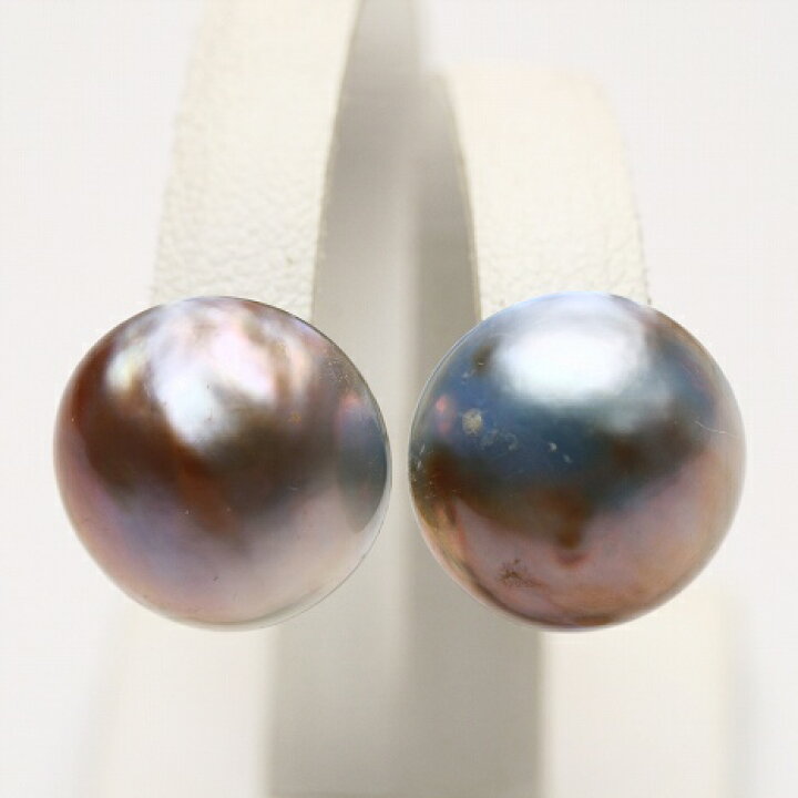 楽天市場】マベ真珠パールピアス 13mm ブルーピンクカラー K14WG製 