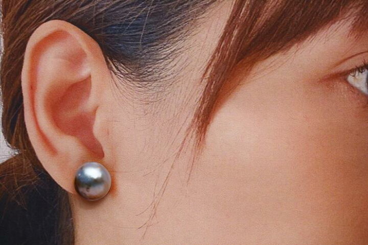 楽天市場】マベ真珠パールピアス 13mm ブルーピンクカラー K14WG 