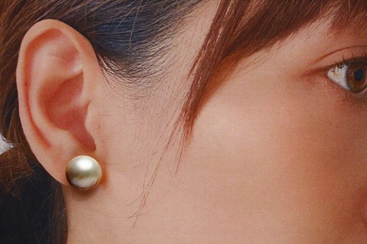 楽天市場】マベ真珠パールピアス 13mm ピンクグレーカラー K14WG製 