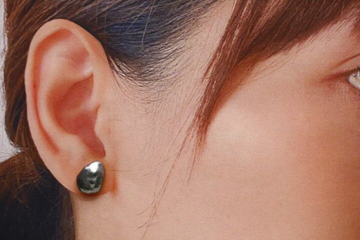 楽天市場】タヒチ黒蝶真珠パールピアス ケシ 12×10mm ブルーグレー 