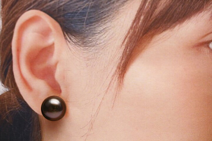 楽天市場】タヒチ黒蝶真珠パールピアス シングルデザイン 14mm  