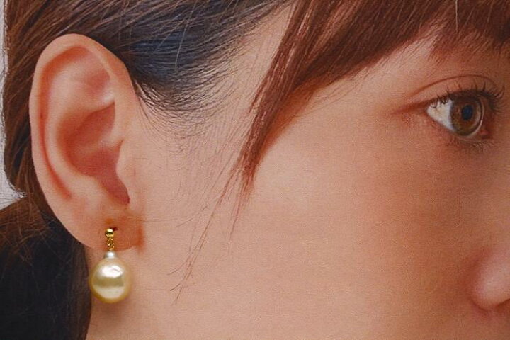 楽天市場】南洋白蝶真珠パールピアス 12mm ナチュラルゴールドカラー 