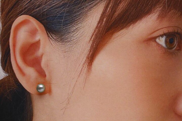楽天市場】アコヤ真珠パールピアス 7.0-7.5mm グリーングレーカラー  