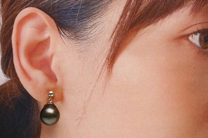 楽天市場】タヒチ黒蝶真珠パールピアス 12mm ブラックカラー K14WG製 