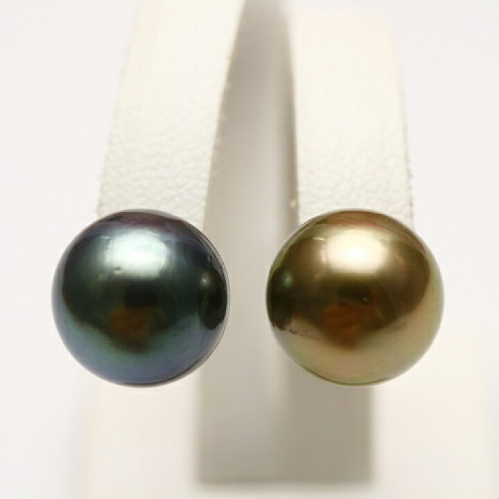 楽天市場】タヒチ黒蝶真珠パールピアス 10mm マルチカラー K18製 