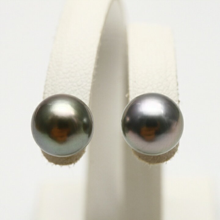楽天市場】タヒチ黒蝶真珠パールピアス 8mm グレーカラー K14WG製 