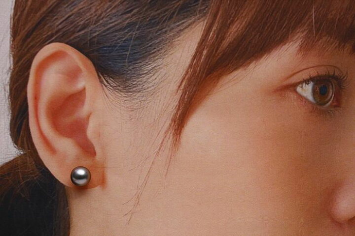 楽天市場】タヒチ黒蝶真珠パールピアス 8mm グレーカラー K14WG製 