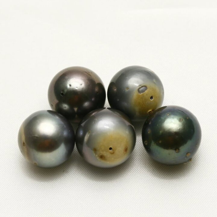 楽天市場】タヒチ黒蝶真珠パールルース 両穴 5ピース 15mm マルチ 