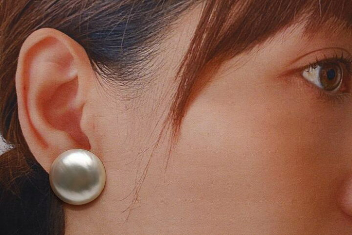 楽天市場】マベ真珠パールピアス 22mm ホワイトピンクカラー K14WG製 